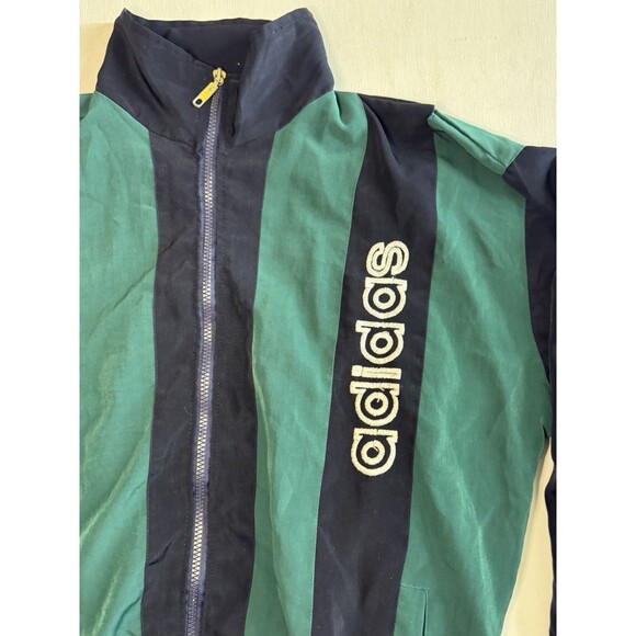 Vintage 90s Adidas Track Suit Full Zip Up Jacket Green Blue Size XL - Flawed - Picture 1 of 10